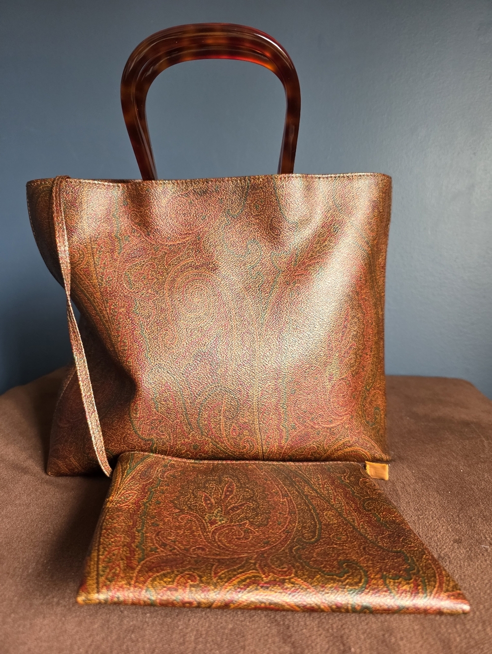 Etro Brown Paisley Zip-Top Tote